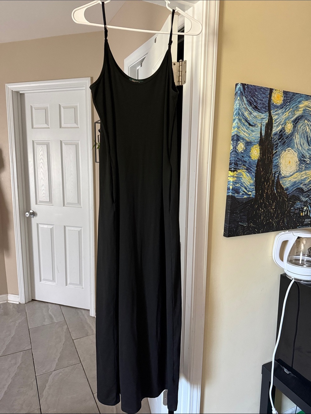 Elegant Black Maxi Slip Dress with Adjustable Straps
